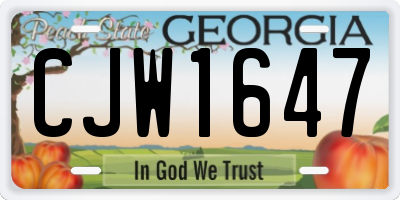GA license plate CJW1647