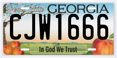 GA license plate CJW1666