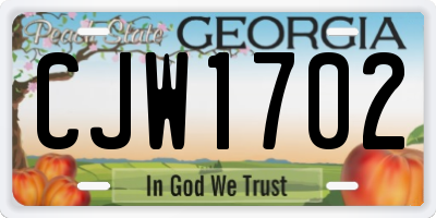 GA license plate CJW1702