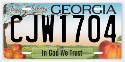GA license plate CJW1704