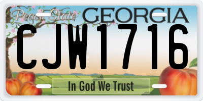 GA license plate CJW1716
