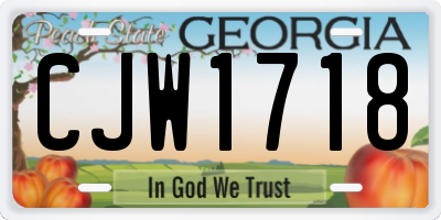 GA license plate CJW1718