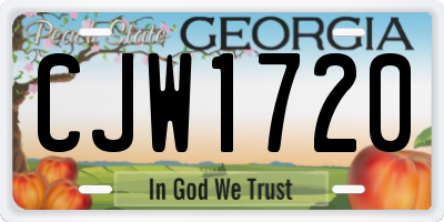 GA license plate CJW1720