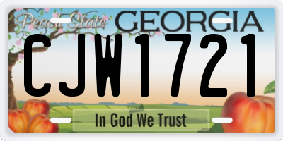 GA license plate CJW1721
