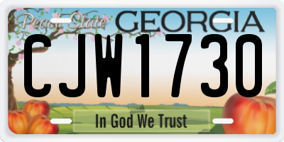 GA license plate CJW1730