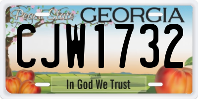 GA license plate CJW1732