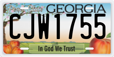 GA license plate CJW1755
