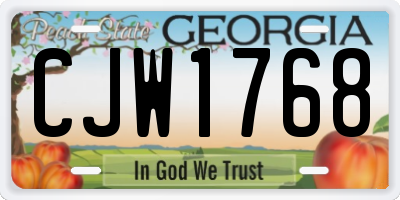 GA license plate CJW1768