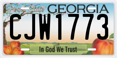 GA license plate CJW1773
