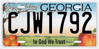 GA license plate CJW1792