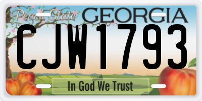 GA license plate CJW1793
