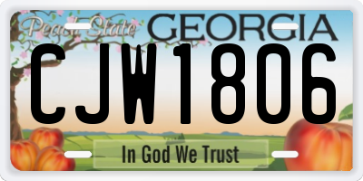GA license plate CJW1806