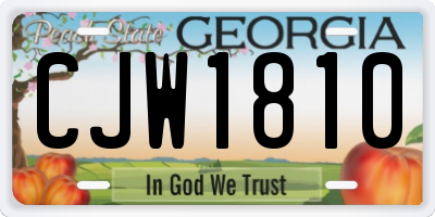 GA license plate CJW1810