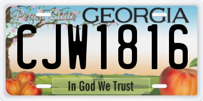 GA license plate CJW1816