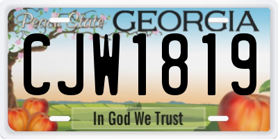 GA license plate CJW1819