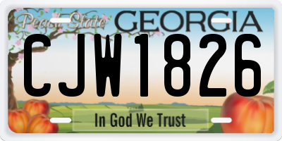 GA license plate CJW1826