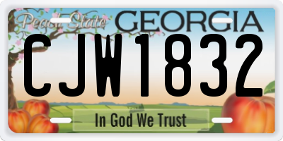 GA license plate CJW1832