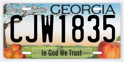 GA license plate CJW1835