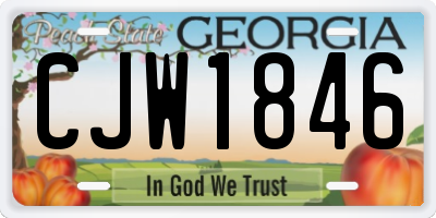GA license plate CJW1846