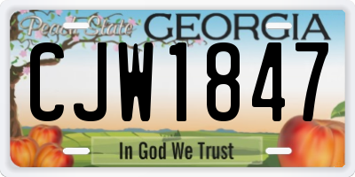 GA license plate CJW1847