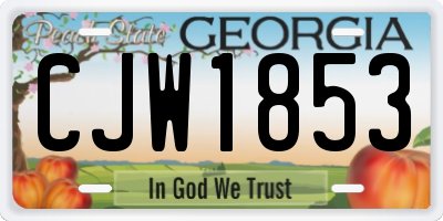 GA license plate CJW1853