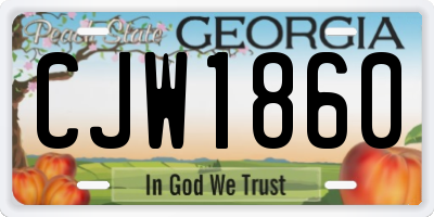 GA license plate CJW1860