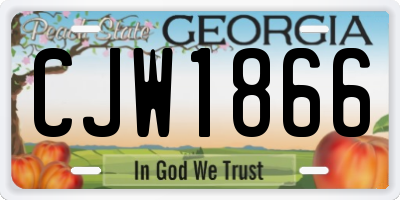 GA license plate CJW1866
