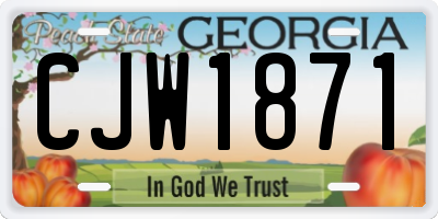 GA license plate CJW1871