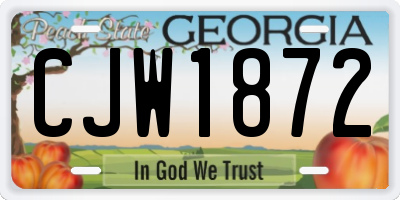 GA license plate CJW1872