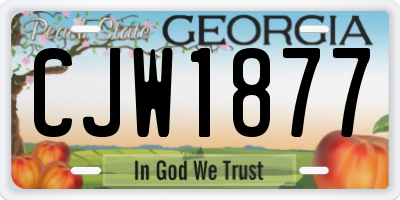 GA license plate CJW1877