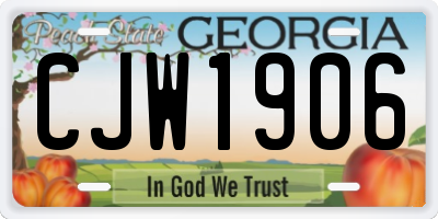 GA license plate CJW1906