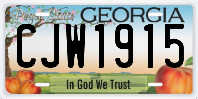 GA license plate CJW1915