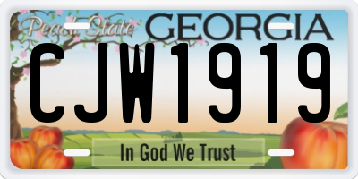 GA license plate CJW1919