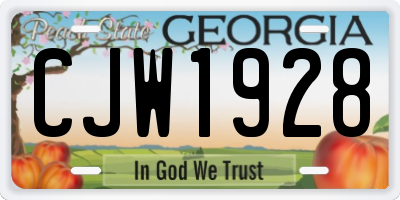 GA license plate CJW1928