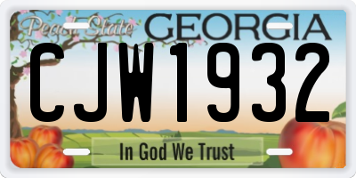GA license plate CJW1932
