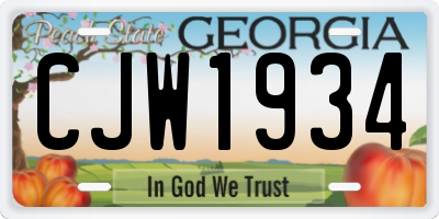 GA license plate CJW1934