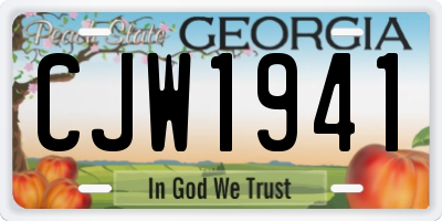 GA license plate CJW1941
