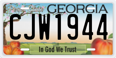 GA license plate CJW1944