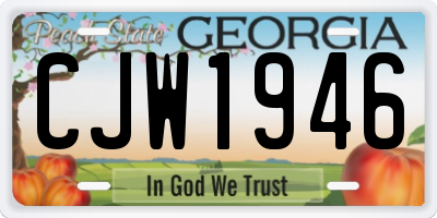 GA license plate CJW1946