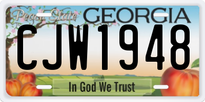 GA license plate CJW1948