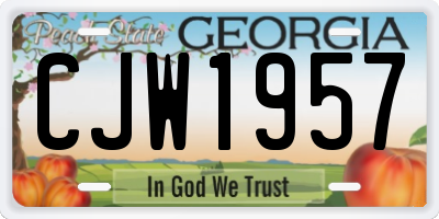GA license plate CJW1957