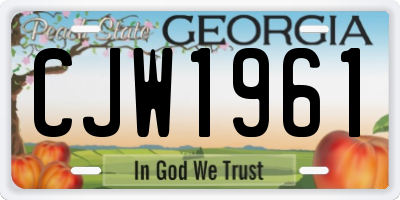 GA license plate CJW1961