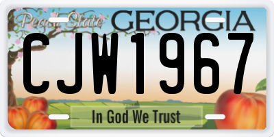 GA license plate CJW1967