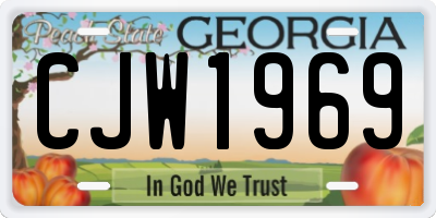 GA license plate CJW1969