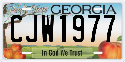 GA license plate CJW1977