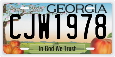 GA license plate CJW1978