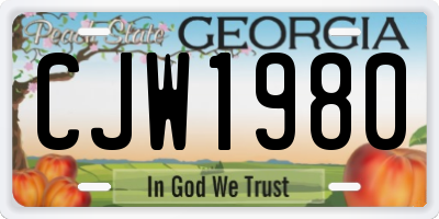 GA license plate CJW1980