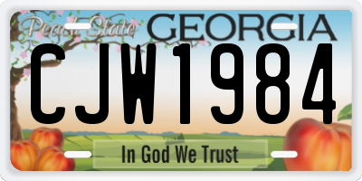 GA license plate CJW1984