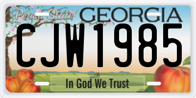 GA license plate CJW1985