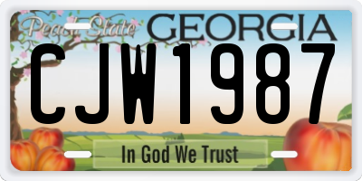 GA license plate CJW1987